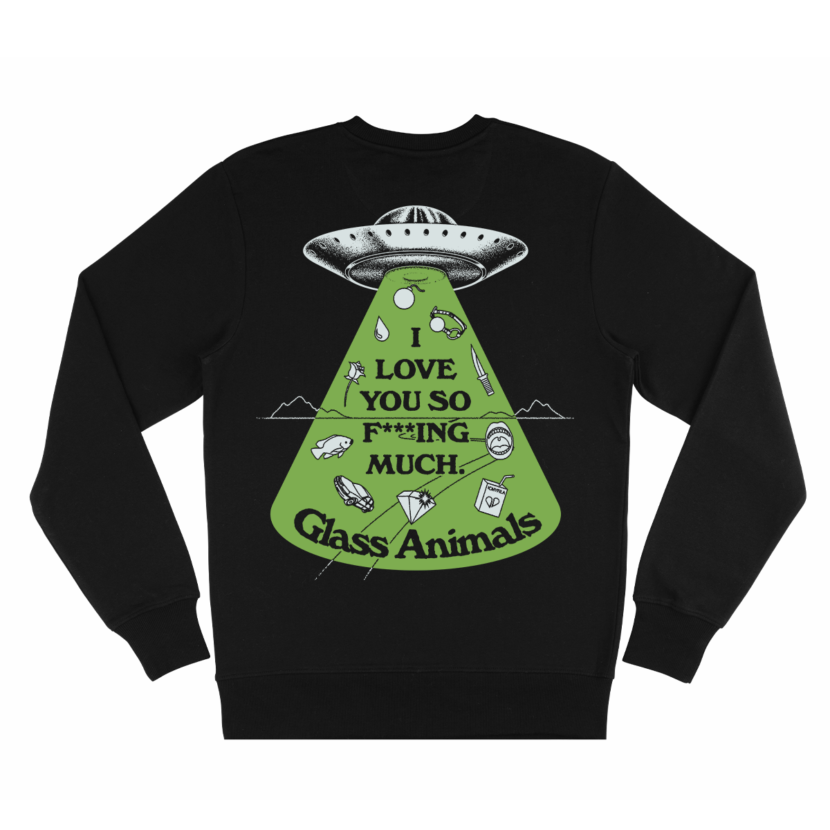 I Love You So F***ing Much Glow-In-The-Dark Sweater T-Shirt In Black BcK