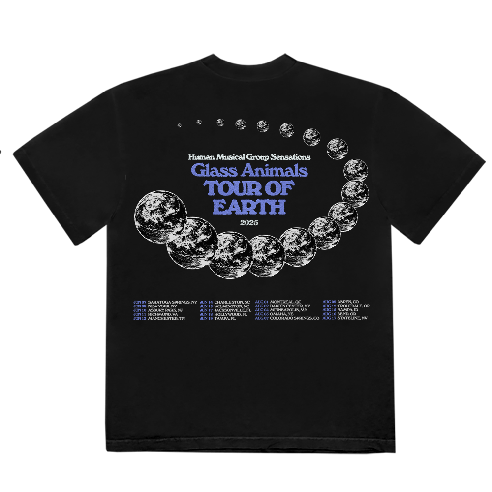 Black NA 2025 Tour of Earth Dateback T-Shirt Back
