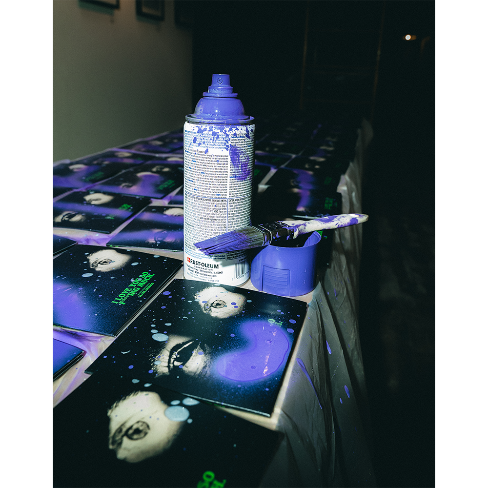 ILYSFM: Band Painted CD Purple Spray Paint